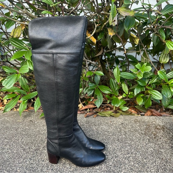 Tory Burch Bowie Black Leather Chunky Over The Knee Boots 6.5 - Picture 2 of 11